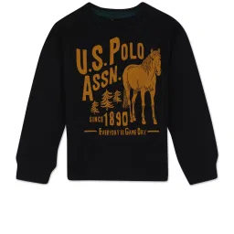 U.S. Polo Assn. Kids Black Printed Full Sleeves Sweatshirt image 1