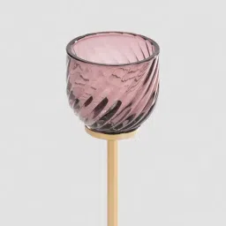 Pure Home and Living Light Pink Swirl Texture Candle Holder with Stand - Large image 5