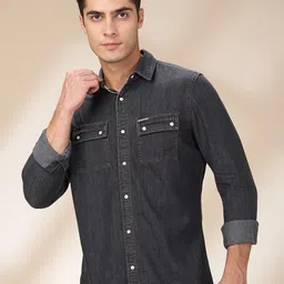 Being Human Men Classic Spread Collar Solid Cotton Casual Shirt-picture-13