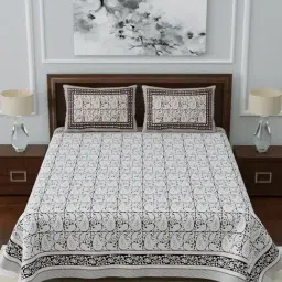 Living Roots Multicolor Jaipuri Printed Cotton Bed Sheet with 2 Pillow Cover-picture-31