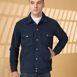 Chkokko Blue Relaxed Fit Solid Jackets image 1