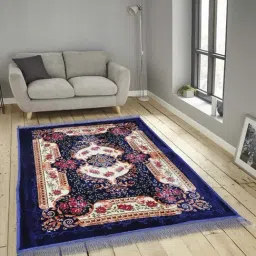 Klotthe Navy & Yellow Wool Extra Large-Sized Floor Carpet-image-50