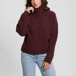 Guess Wine Self Full Sleeves Sweater image 1
