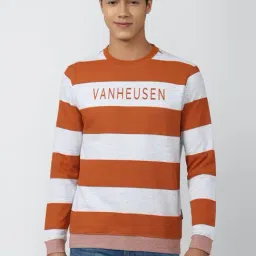 Van Heusen Sport Orange Regular Fit Striped Sweatshirt-image-19