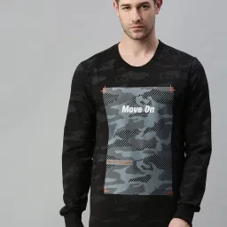 showoffff SHOWOFF Black Cotton Slim Fit Printed Sweatshirt image 1