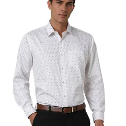 Van Heusen White Cotton Regular fit Print Shirts image 1