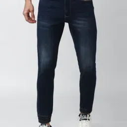 Peter England Jeans Navy Cotton Slim Fit Jeans-image-10