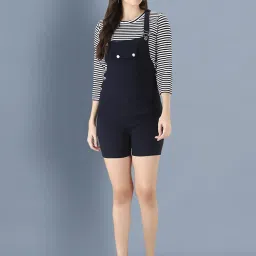 BUYNEWTREND Navy Striped Dungaree image 1