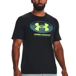 Under Armour Black Cotton Loose Fit Printed Sports T-Shirt image 1