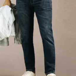 Louis Philippe Navy Cotton Regular Fit Jeans-image-39