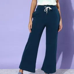 Dillinger Teal Fleece Regular Fit High Rise Trackpants image 1