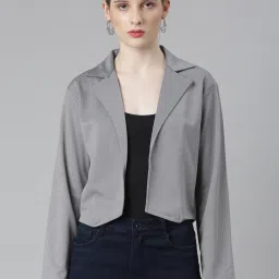 showoffff SHOWOFF Grey Cotton Regular Fit Shrug image 1