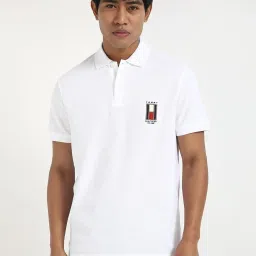 Tommy Hilfiger White Cotton Regular Fit Polo T-Shirt image 1