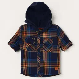 Juniors by Lifestyle Kids Navy Cotton Chequered Full Sleeves Shirt-image-48