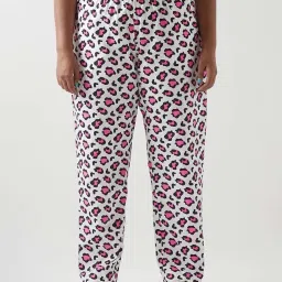 Bewakoof White Print Cotton Regular Fit Pyjamas image 1