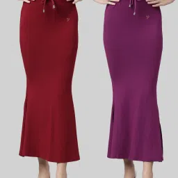 TWIN BIRDS Maroon & Purple Plain Saree Shapewear - Pack Of 2 image 1