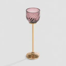 Pure Home and Living Light Pink Swirl Texture Candle Holder with Stand - Large image 4