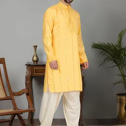 KRAFT INDIA LUXE Men Yoke Design Mirror Work Grandeur & Majestic Artwork Kurta image 3