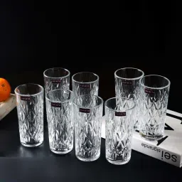The Artment Transparent Glass Elevated Etched Highball Drinking Glass (0.34 L) - Set of 4 image 1