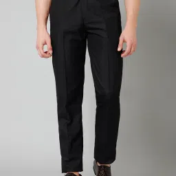 Cantabil Black Regular Fit Flat Front Trousers image 1