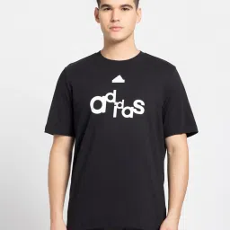 adidas Black Regular Fit Graphic Print Sports T-Shirt image 1