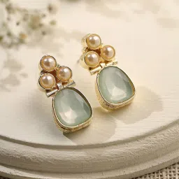 Priyaasi Mint and Pearl Drop Earrings image 1