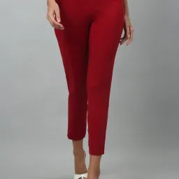 Cantabil Red Cotton Straight Fit Pants image 1