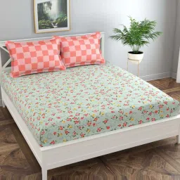 Florida BS-Flyn Green Microfibre 180 TC Double Size Bedsheet with 2 Pillow Covers image 1