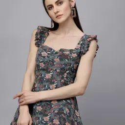 Gipsy Grey Printed Georgette Regular Fit Dress-picture-23