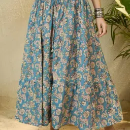 Inweave Blue Elastic Floral Skirt-picture-42