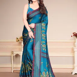 MAGNEITTA Floral Printed Pure Chiffon Saree image 4