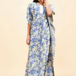 Sweet Dreams Blue Printed Kaftan Nighty image 1