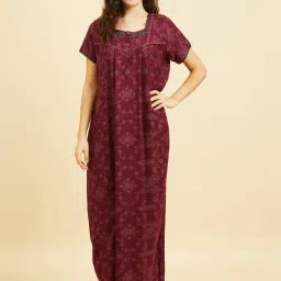 Sweet Dreams Maroon Printed Nighty image 1