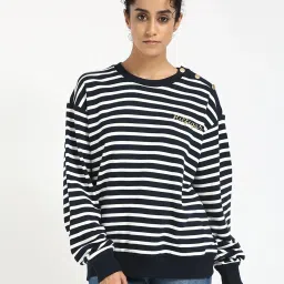 TOMMY HILFIGER Multi Cotton Stripes Full Sleeves Sweatshirt image 1