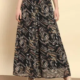 Trend Arrest Black Printed Flared Fit High Rise Palazzos image 1
