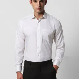 Van Heusen White Cotton Regular Fit Texture Shirt image 1