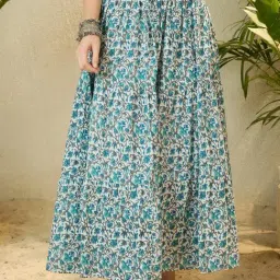 Inweave Blue Elastic Floral Skirt-picture-46