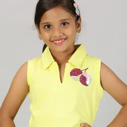 Kiddopanti Kids Yellow Embellished Polo Top image 1