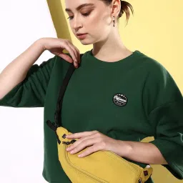 Difference of Opinion Dark Green Fleece Oversized Sweatshirt image 1