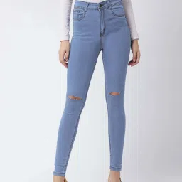 Miss Chase Blue Skinny High Rise Distressed Regular Denim Jeans image 1