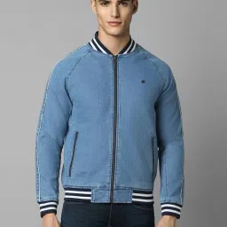 Louis Philippe Blue Cotton Regular Fit Bomber Jacket image 1