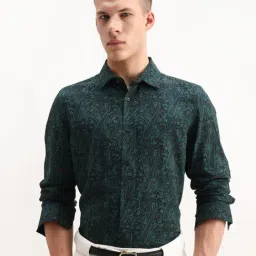 Rare Rabbit Green Viscose Paisley Regular Fit Casual Shirt-picture-20