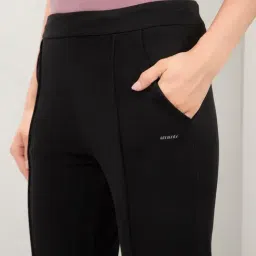 Amante Black Regular Fit Solid Track Pants image 4