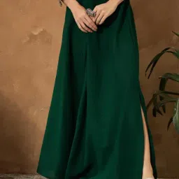Inweave Green Linen Solid Skirt-picture-27