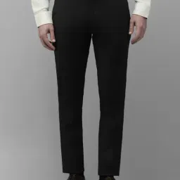 Van Heusen Black Cotton Slim Fit Checks Trousers-picture-22