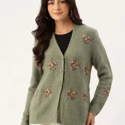 Apsley Olive Regular Fit Embroidered Cardigan-picture-39