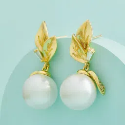 Kushal's Fashion Jewellery Pearl Gold Polished Trendy Zircon Earrings for Women-picture-22