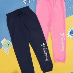 YU by Pantaloons Kids Pink & Navy Printed Trackpants-picture-28