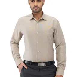 Park Avenue Brown Slim Fit Self Pattern Shirt-image-5
