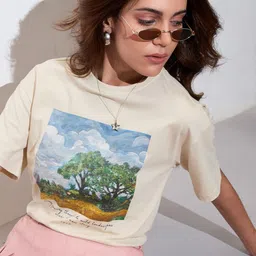 The Roadster Lifestyle Co. Graphic Printed Round Neck Cotton Oversized T-Shirt-picture-19